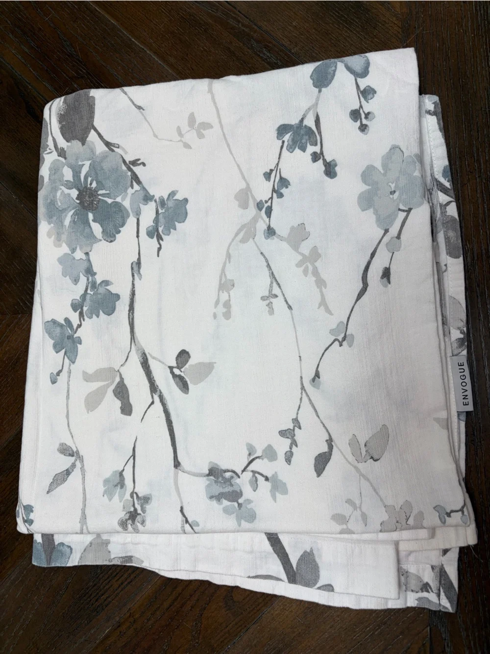 En Vogue Blue & Gray Floral Shower Curtain